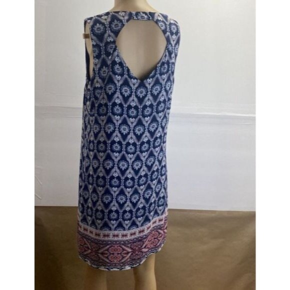Pink Republic Women’s Sleeveless Navy Print Mini Dress Size Large Pre Owned - Picture 12 of 13
